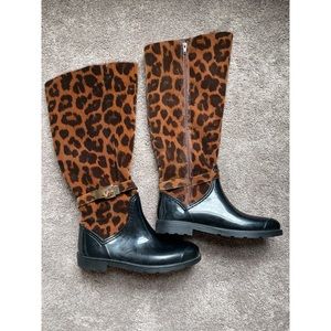 Tall leopard print boots
